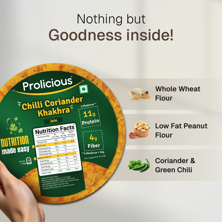 Chilli Coriander Khakhra | 10g Natural Protein