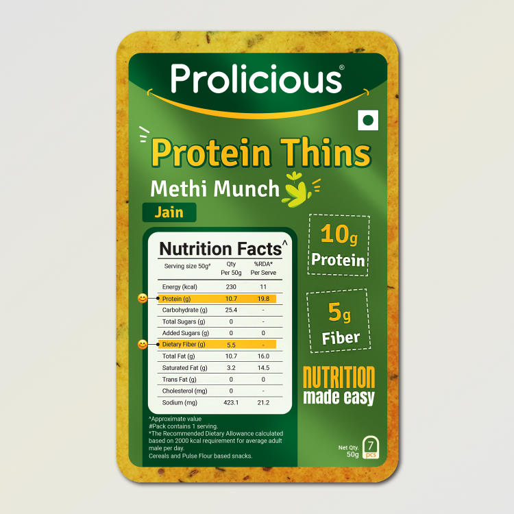 🎁 Methi Munch Protein Thins | Single Pack | 10g Natural Protein | Jain