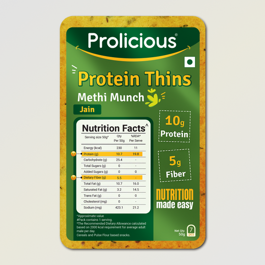🎁 Methi Munch Protein Thins | Single Pack | 10g Natural Protein | Jain