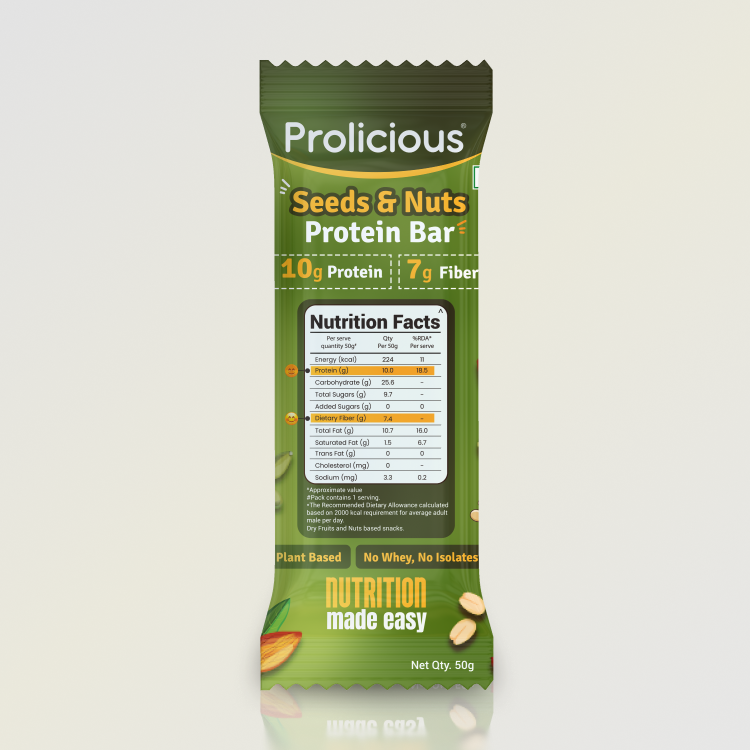 🎁 Seeds & Nuts Protein Bar | Single Pack | 10g Natural Protein