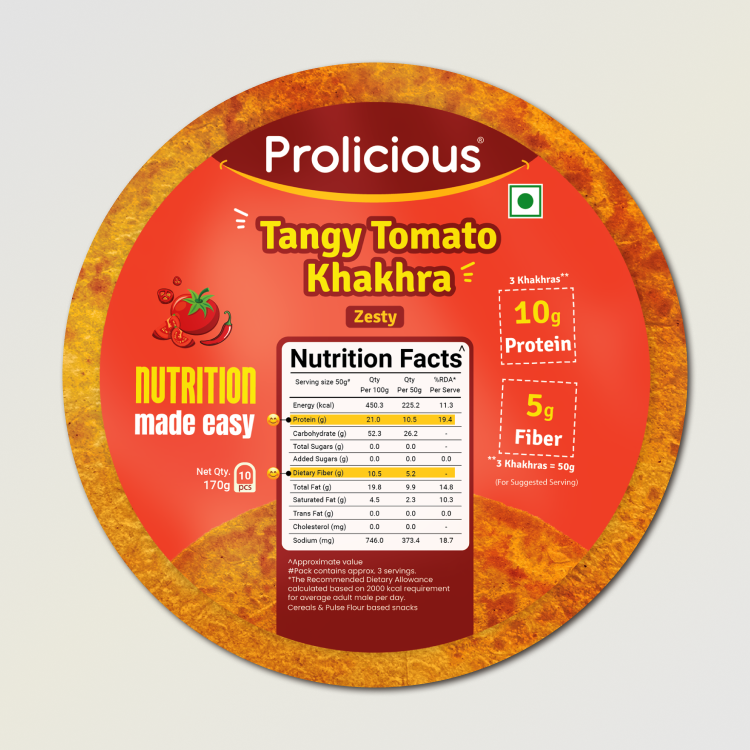 Tangy Tomato Khakhra | 10g Natural Protein
