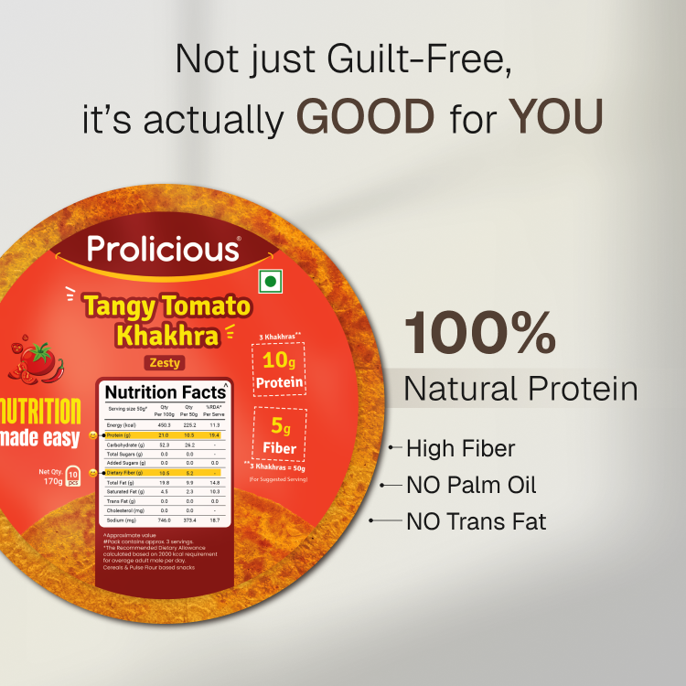 Tangy Tomato Khakhra | 10g Natural Protein