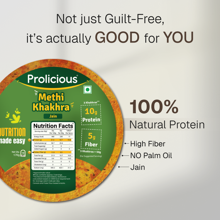 Methi Khakhra | 10g Natural Protein | Jain