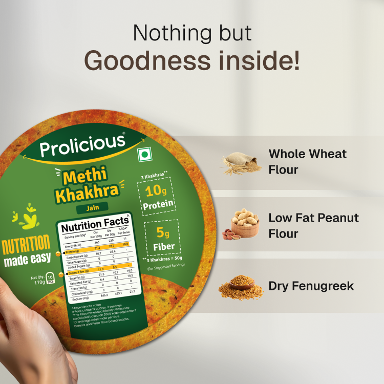 Methi Khakhra | 10g Natural Protein | Jain