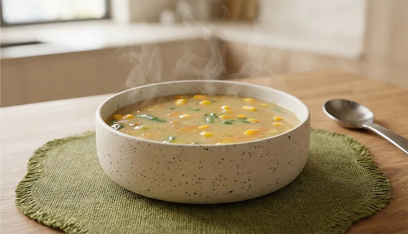 High-Protein UP IT Sweet Corn Soup | Creamy, Fiber-Rich Comfort Bowl