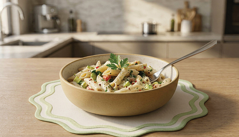 High-Protein Creamy Penne Pasta Salad