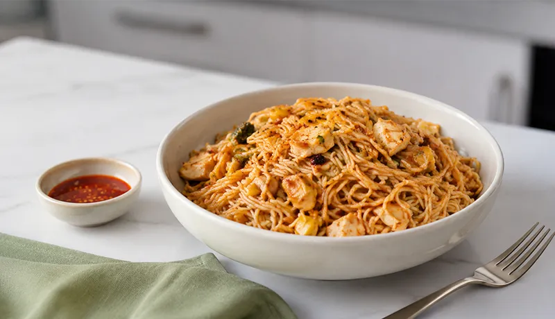One-Pot High-Protein Ramen Bowl with Millet Vermicelli