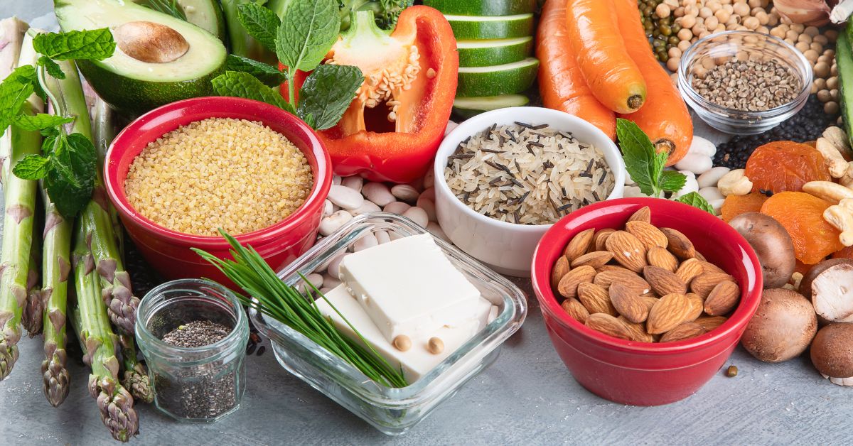 Assorted Plant-Based Protein Foods on Table