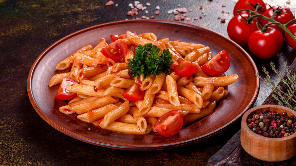High Protein Tangy Tomato Red Sauce Pasta