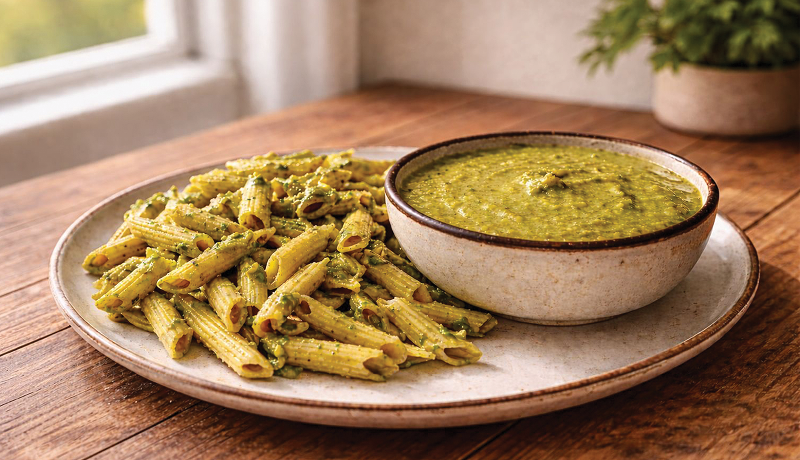 High-Protein Creamy Pesto Dip | Easy Healthy Recipe