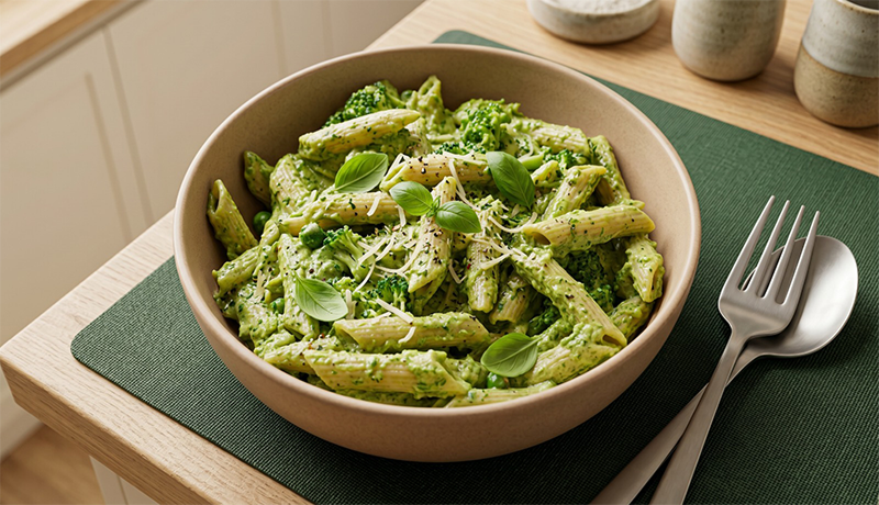 High-Protein Broccoli Pea Pasta