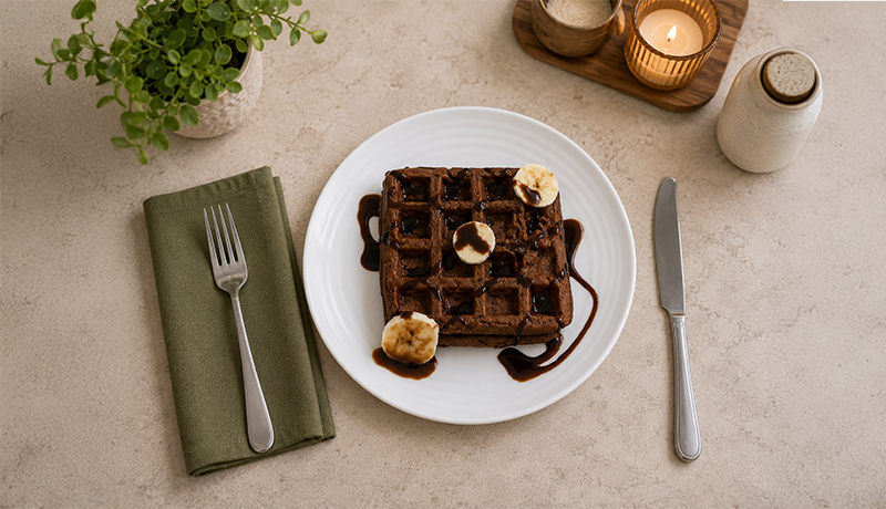 High-Protein Chocolate Banana Waffles
