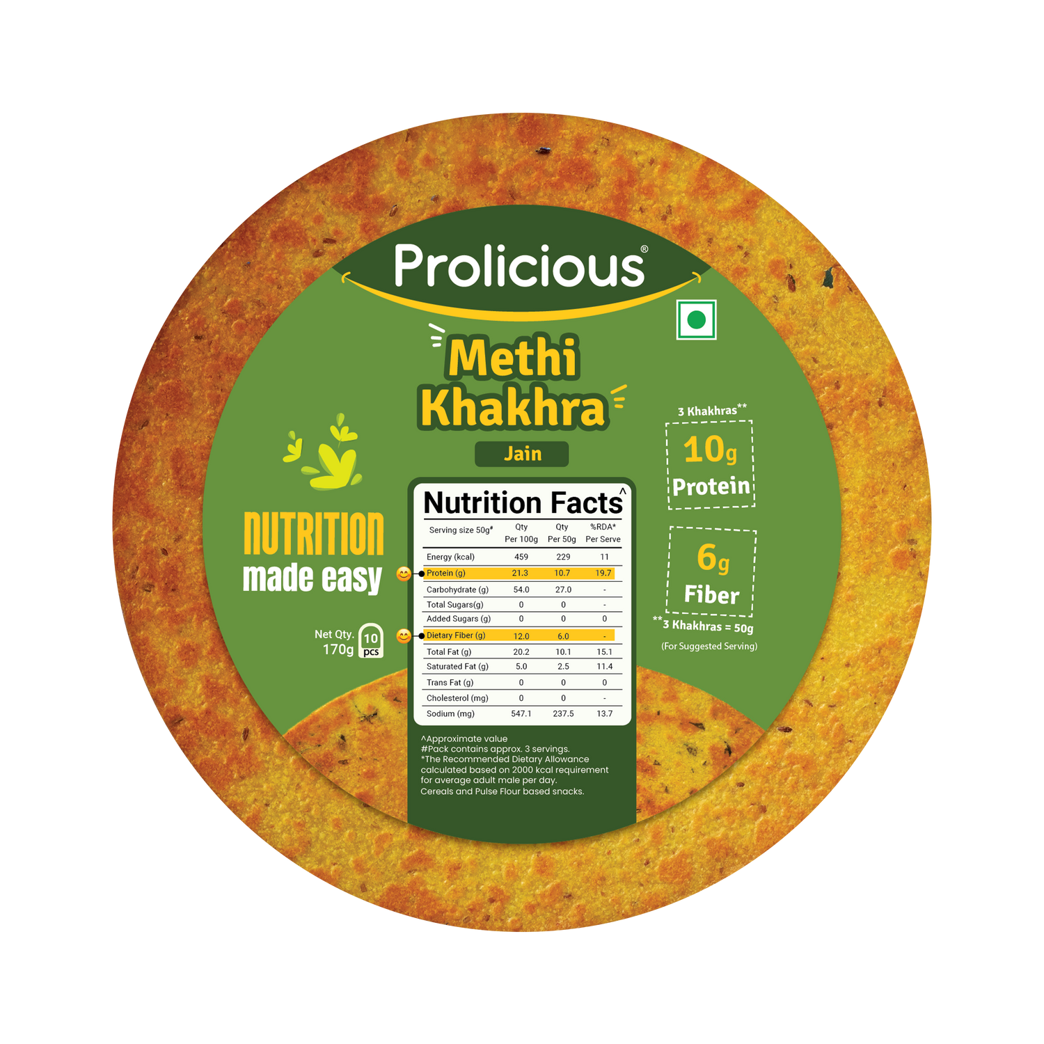 Prolicious Methi Khakhra - Healthy Snack