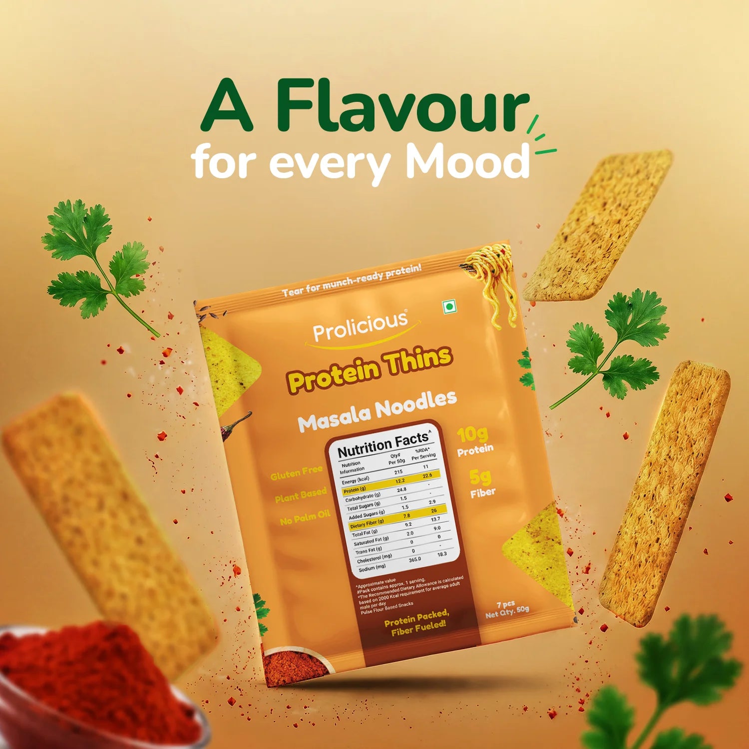 Gluten Free Masala Noodles Protein Thins