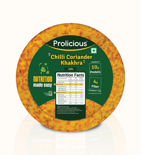 Prolicious Chilli Coriander Khakhra with 10g Protein & 4g Fiber