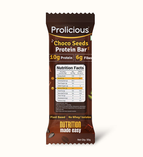 prolicious choco seeds protein bar