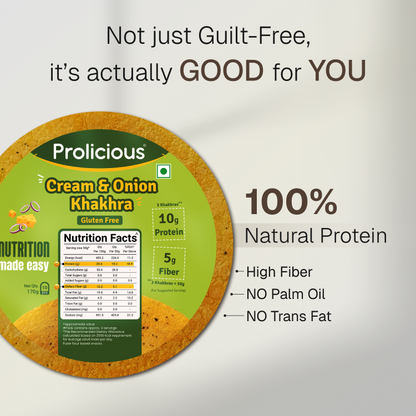 Cream & Onion Khakhra | 10g Natural Protein | Gluten Free