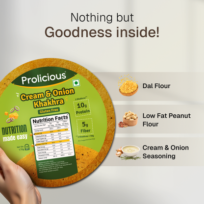 Cream & Onion Khakhra | 10g Natural Protein | Gluten Free