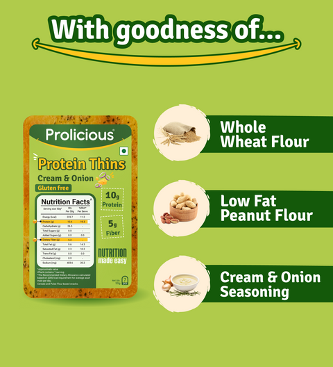 Gluten Free Cream & Onion Protein Thins | 50g