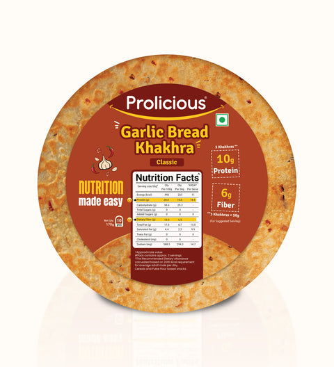 Prolicious Garlic Bread Khakhra with 10g Protein & 6g Fiber