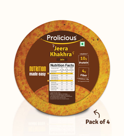 Prolicious Jeera Khakhra (Pack of 4) with 10g Protein & 4g Fiber