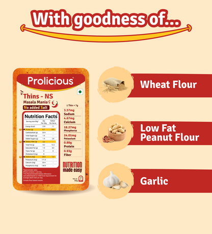 prolicious no added salt masala mania thins ingredients