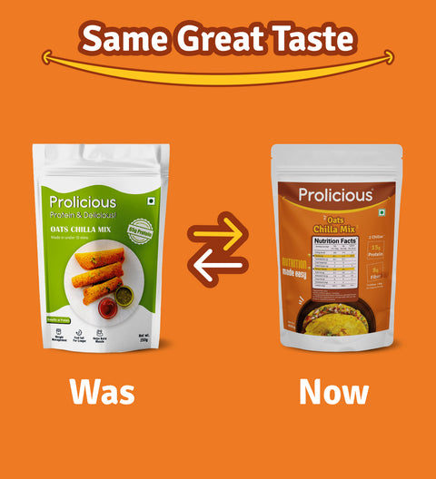 Prolicious Oats Chilla now with new look and same taste