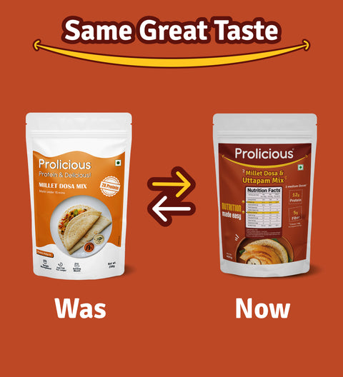 Prolicious Dosa & Uttappam Mix now with new look and same taste