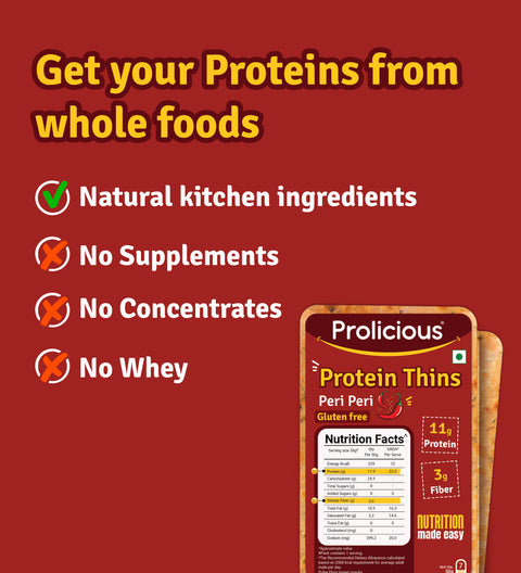 Prolicious Peri Peri Thins with Protein from whole foods- no concentrates or supplements 