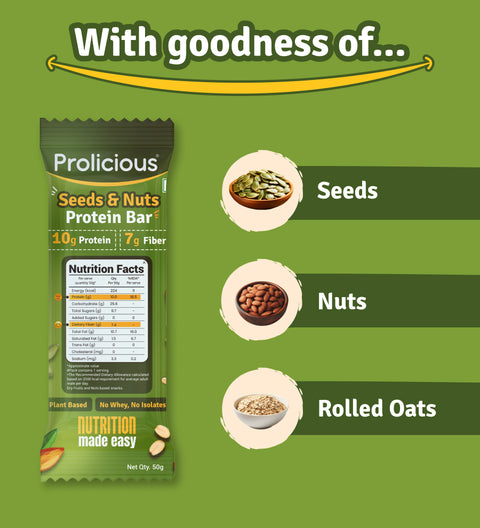 prolicious seeds & nuts protein bar ingredients