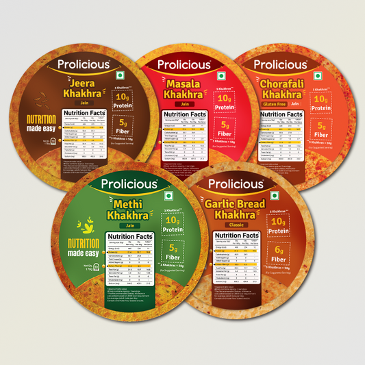 Classic Khakhra Combo | 10g Natural Protein | Pack of 5