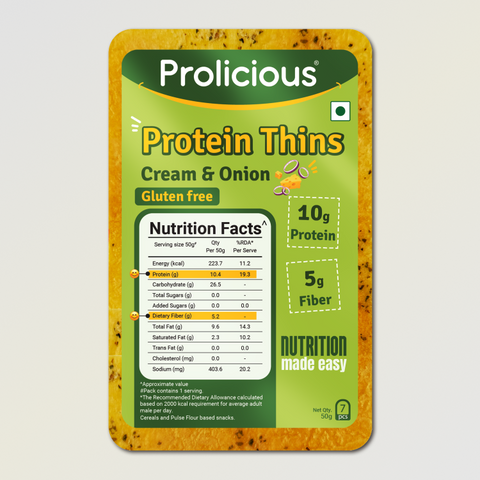 Cream & Onion Protein Thins | 10g Natural Protein | Gluten Free