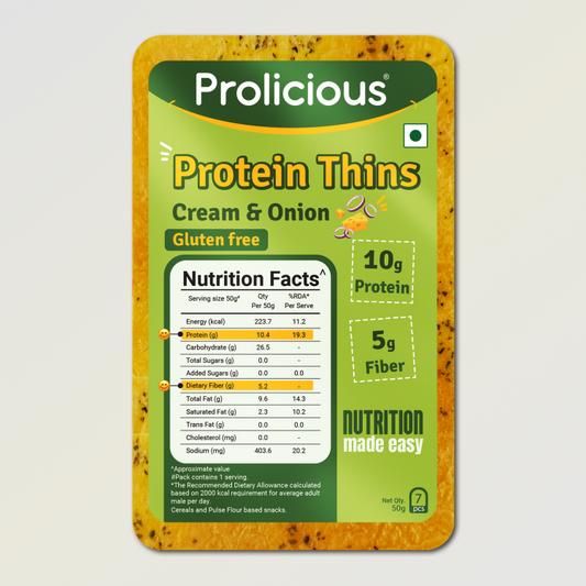 Cream & Onion Protein Thins | 10g Natural Protein | Gluten Free