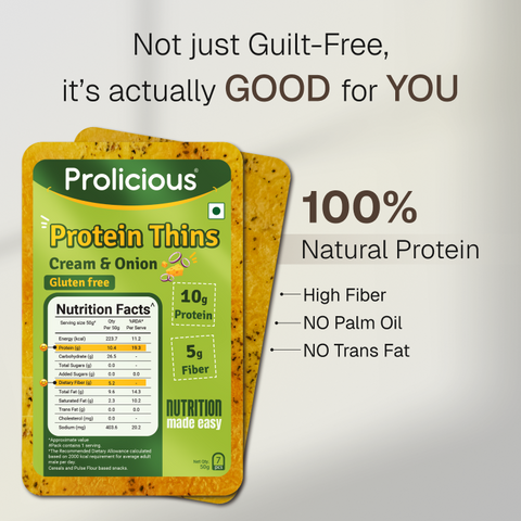 Cream & Onion Protein Thins | 10g Natural Protein | Gluten Free