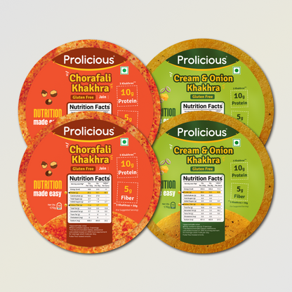Gluten Free Khakhra Combo | 10g Natural Protein | Pack of 4