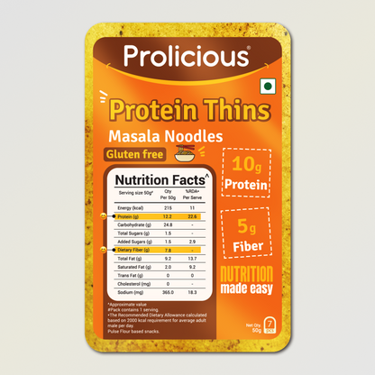 🎁 Masala Noodles Protein Thins | Single Pack | 10g Natural Protein | Gluten Free