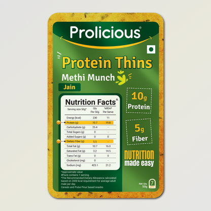 🎁 Methi Munch Protein Thins | Single Pack | 10g Natural Protein | Jain
