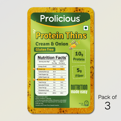 Cream & Onion Protein Thins | 10g Natural Protein | Gluten Free