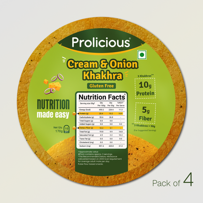 Cream & Onion Khakhra | 10g Natural Protein | Gluten Free