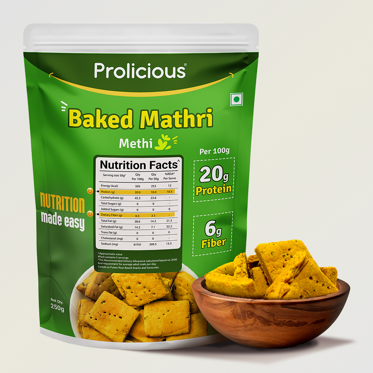 Packed Mathri Baked Protein Mathri | Natural Protein I High Fiber- Prolicious
