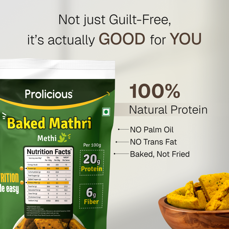 Baked Protein Mathri - Methi | 10g Natural Protein | Jain