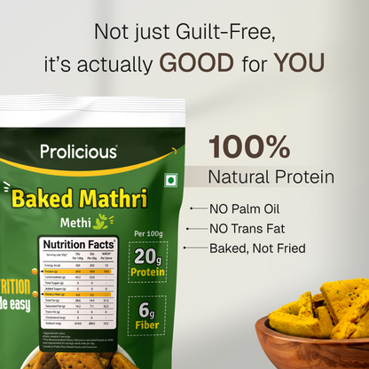 Baked Protein Mathri - Methi | 10g Natural Protein | Jain