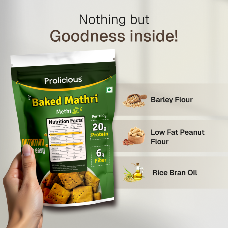 Baked Protein Mathri - Methi | 10g Natural Protein | Jain