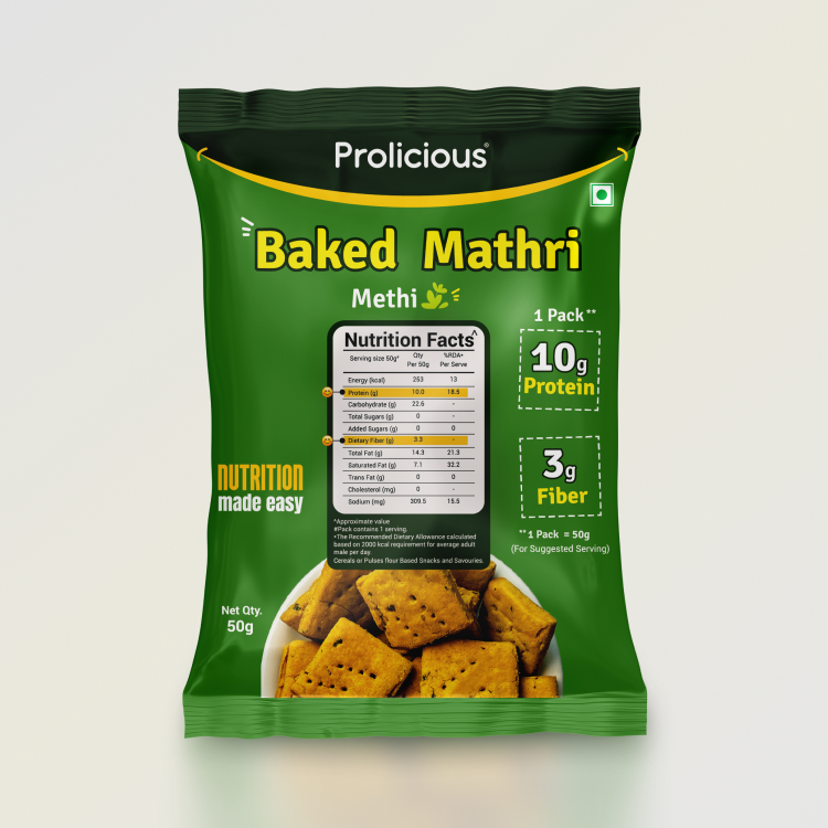 Baked Protein Mathri - Methi | 10g Natural Protein | Jain