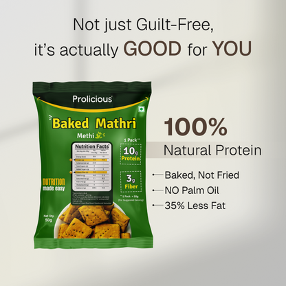 Baked Protein Mathri - Methi | 10g Natural Protein | Jain