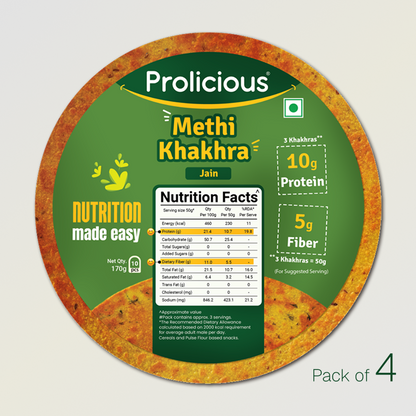 Methi Khakhra | 10g Natural Protein | Jain