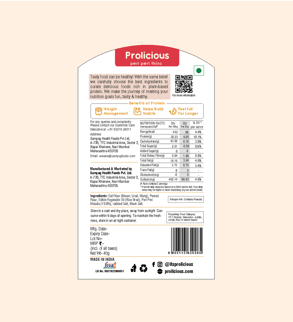 Peri Peri Thins Nutritional Facts