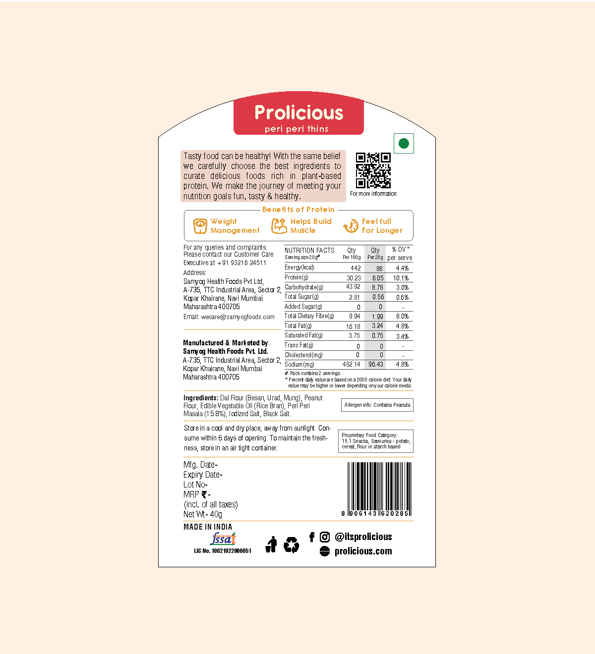 Peri Peri Thins Nutritional Facts